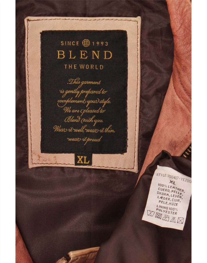 Blend Herre Læderjakke UK 42 XL Brun Læder