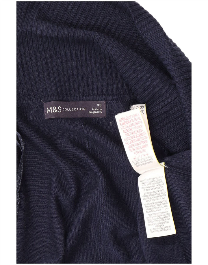 MARKS & SPENCER Womens Longline Open Cardigan Sweater UK 6 XS Navy Blue