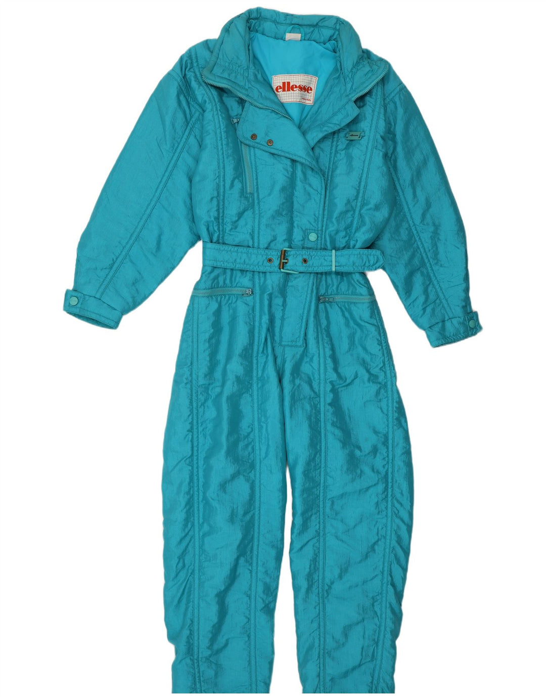 Ellesse Dame Ski Jumpsuit IT 46 Stor Blå Nylon Retro