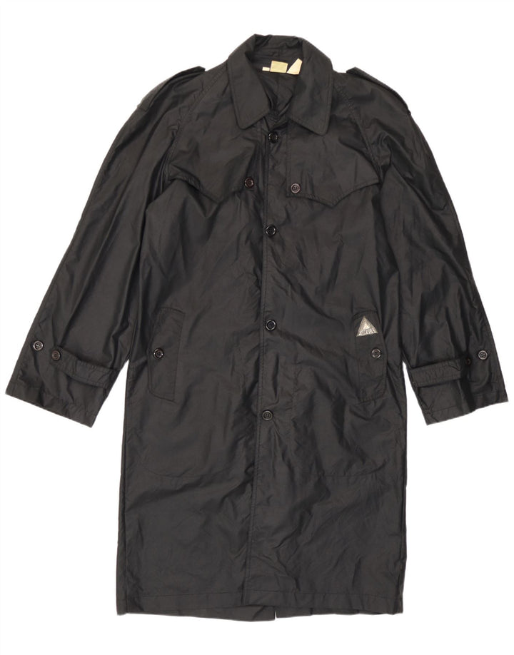 Fiorucci Trench Coat med hætte til mænd UK 36 Lille sort nylon