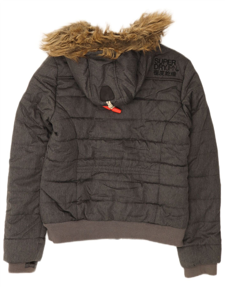 Superdry Polstret hættejakke til kvinder UK 12 mellemgrå polyester