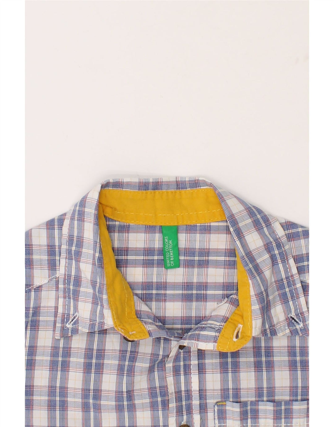 BENETTON Boys Shirt 4-5 Years XS Blue Check Cotton Vintage Benetton and Second-Hand Benetton from Messina Hembry 