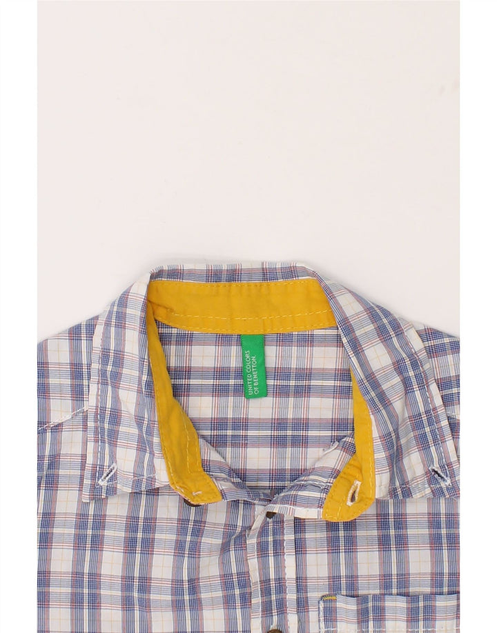 BENETTON Boys Shirt 4-5 Years XS Blue Check Cotton Vintage Benetton and Second-Hand Benetton from Messina Hembry 