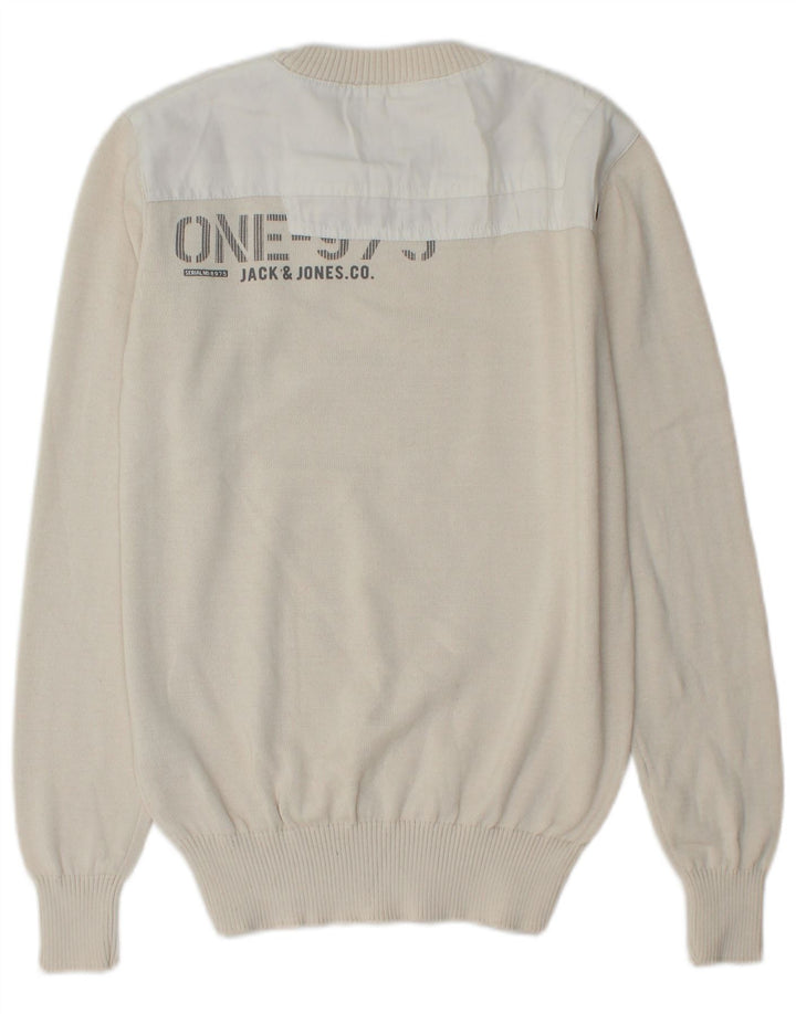 JACK & JONES Herre grafisk rund hals sweater lille off white