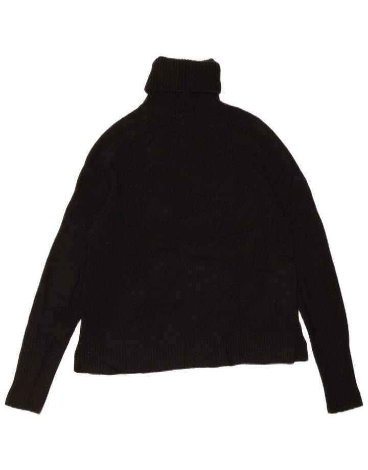J. Crew Womens Crop Roll Neck sweater UK 10 Small Black Wool