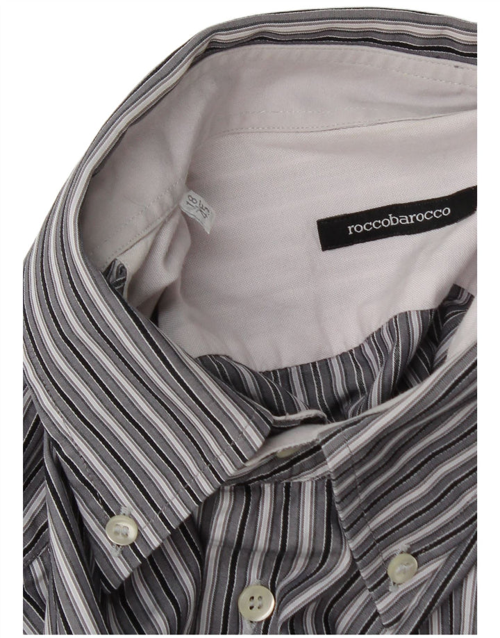 Roccobarocco Herreskjorte Str 45 18 2XL Gråstribet