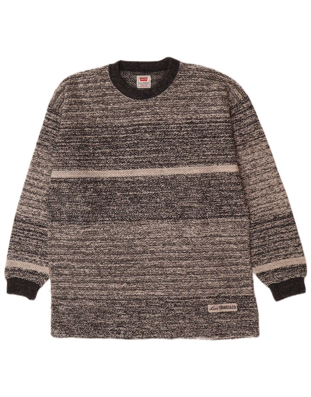 Levi's Herre sweater med rund hals, mellemgrå stribet bomuld