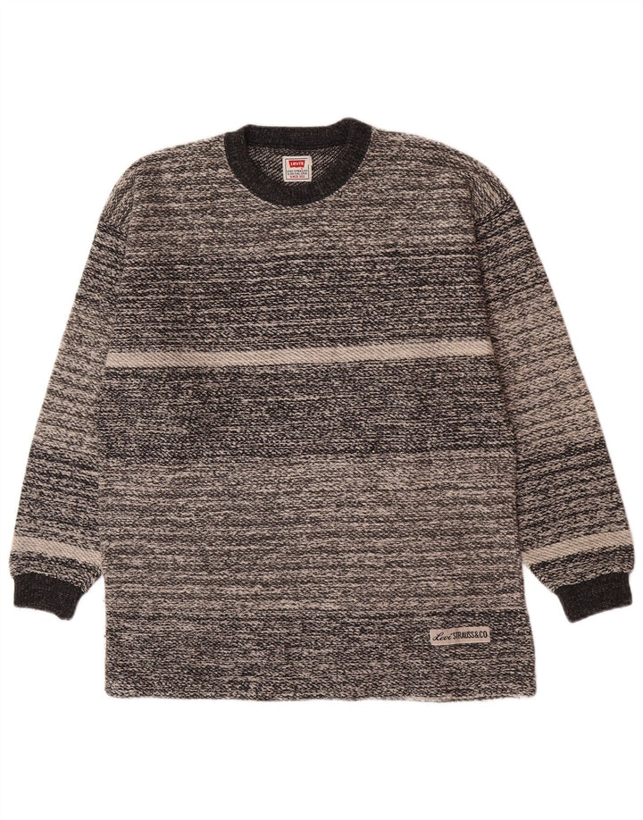 Levi's Herre sweater med rund hals, mellemgrå stribet bomuld