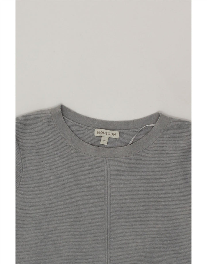 MONSOON Womens Sweatshirt Jumper UK 12 Medium Grey Colourblock Viscose Vintage Monsoon and Second-Hand Monsoon from Messina Hembry 