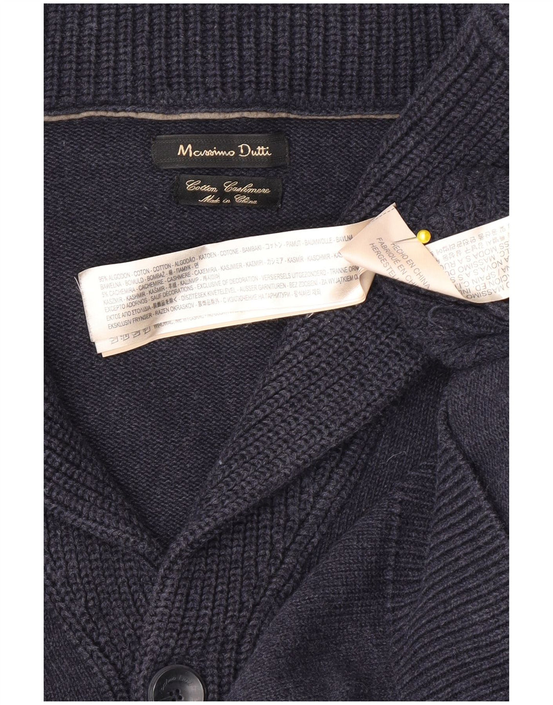 Massimo Dutti Herre Cardigan Sweater Medium Marineblå Bomuld