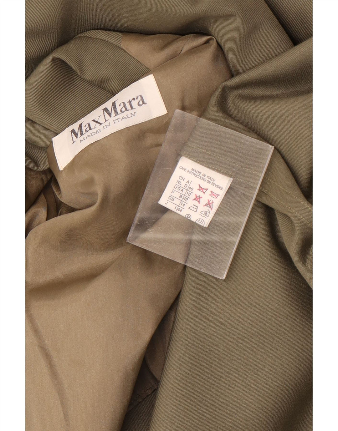 Max Mara Dame Oversized Overfrakke UK 14 Stor Khaki Wool