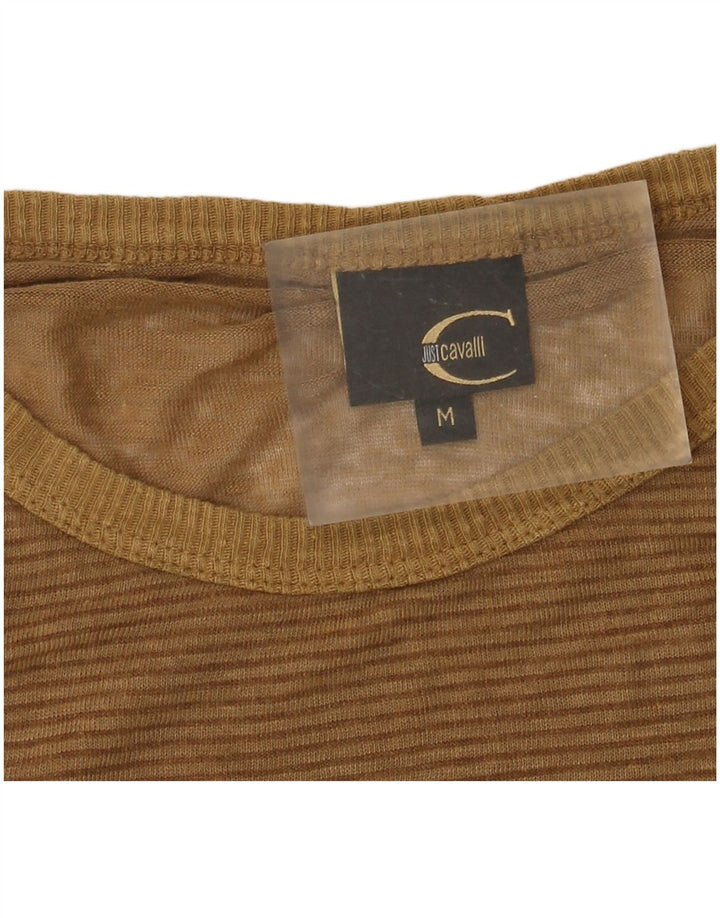 Just Cavalli Herre T-Shirt Top Medium Brun Stribet
