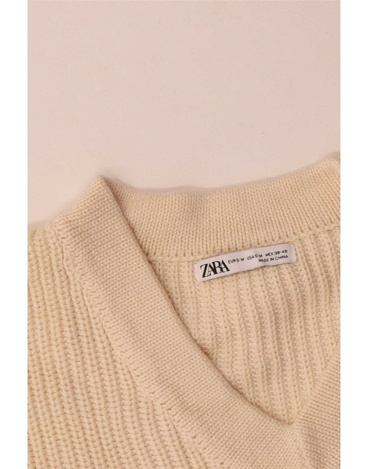 Zara Herre Relaxed Fit Vest Tank Top Medium Beige Bomuld