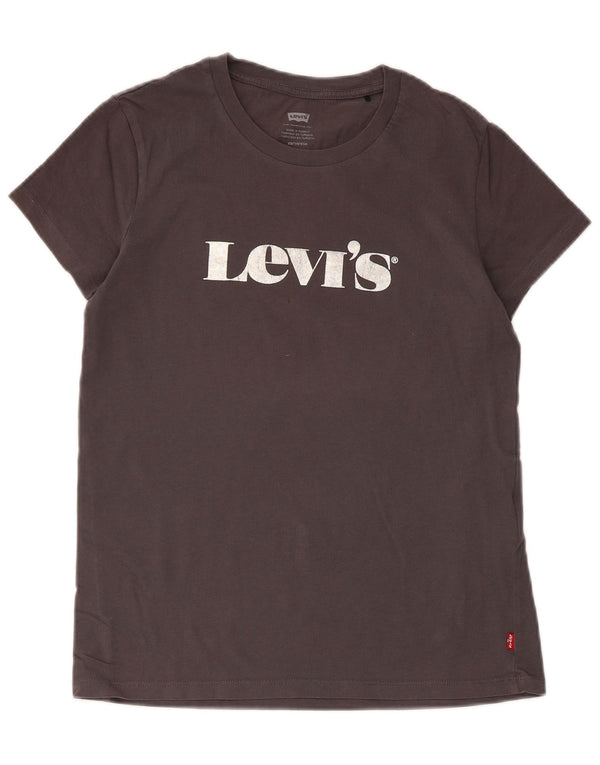 Levi's Grafisk T-shirt top til kvinder UK 6 XS Grå bomuld