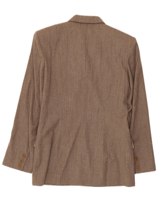 Vintage dobbeltradet blazerjakke til kvinder IT 42 Medium Beige Uld