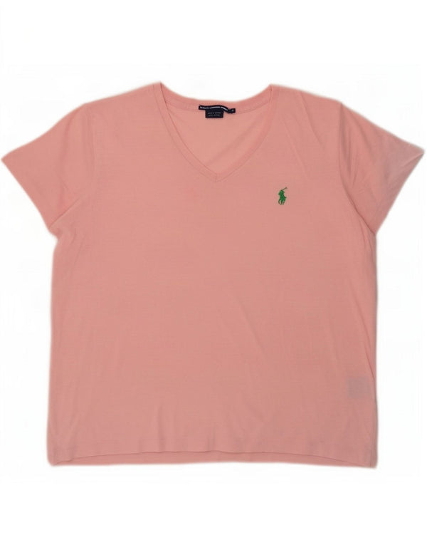 Ralph Lauren Dame T-Shirt Top UK 16 Stor Pink Bomuld