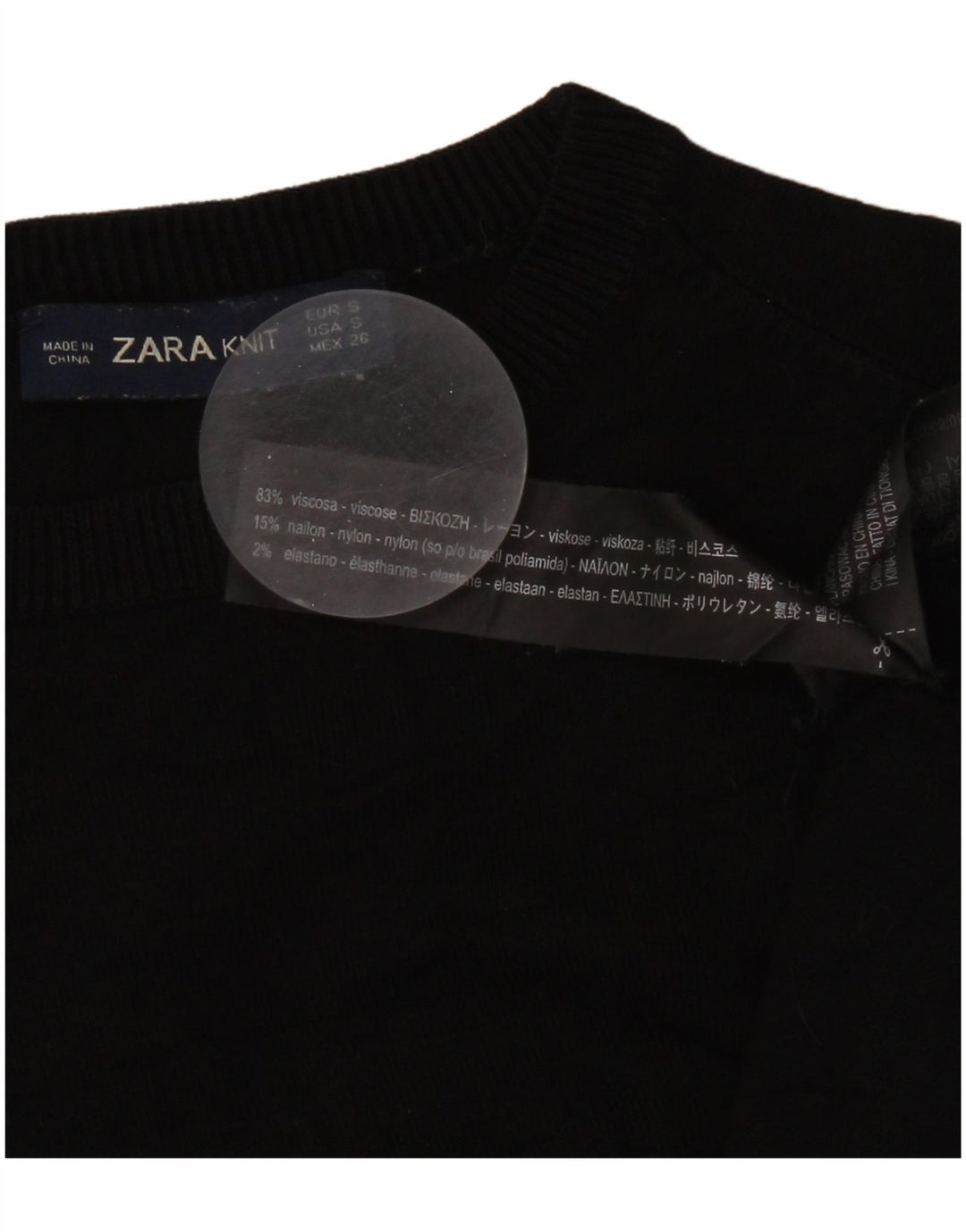 Zara Dame Jumper Sweater UK 8 Small Black Viscose