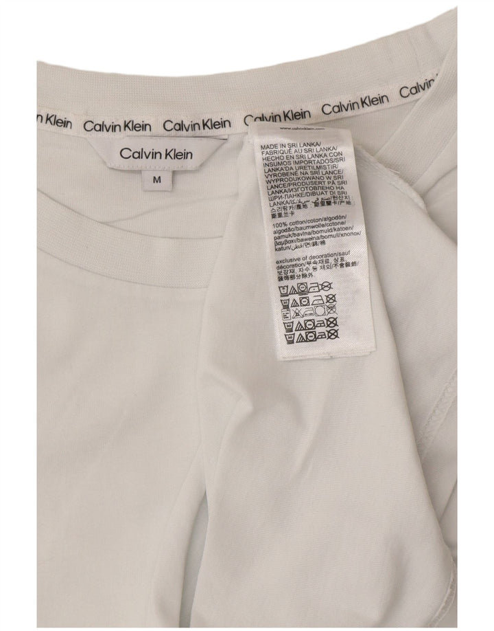 CALVIN KLEIN Herre grafisk T-shirt Top Medium Hvid Bomuld
