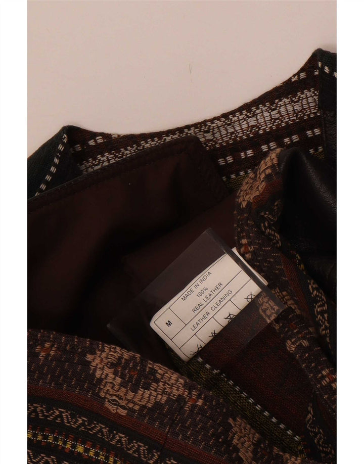 Vintage herre lædervest Medium brun geometrisk