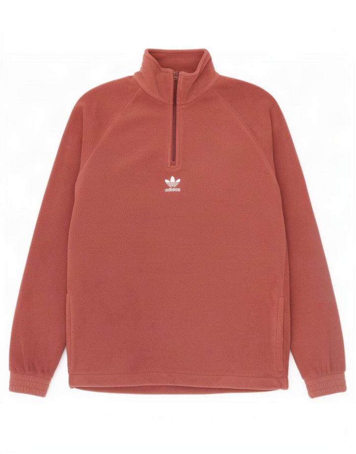Adidas Herre grafisk fleecetrøje med lynlåshals lille brun polyester