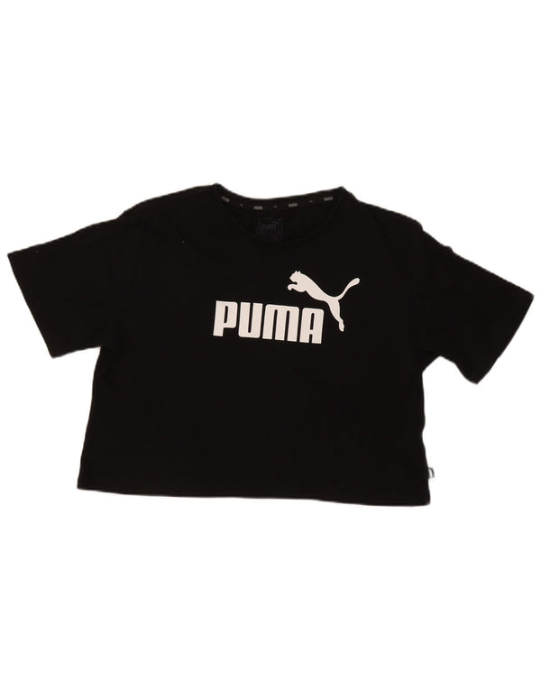 Puma Womens Short Sleeve Crop Graphic T-Shirt Top UK 14 Medium Black