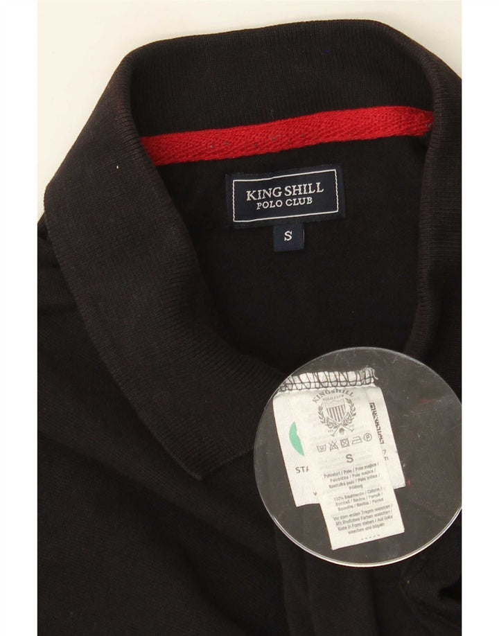 Herre grafisk poloshirt lille sort bomuld