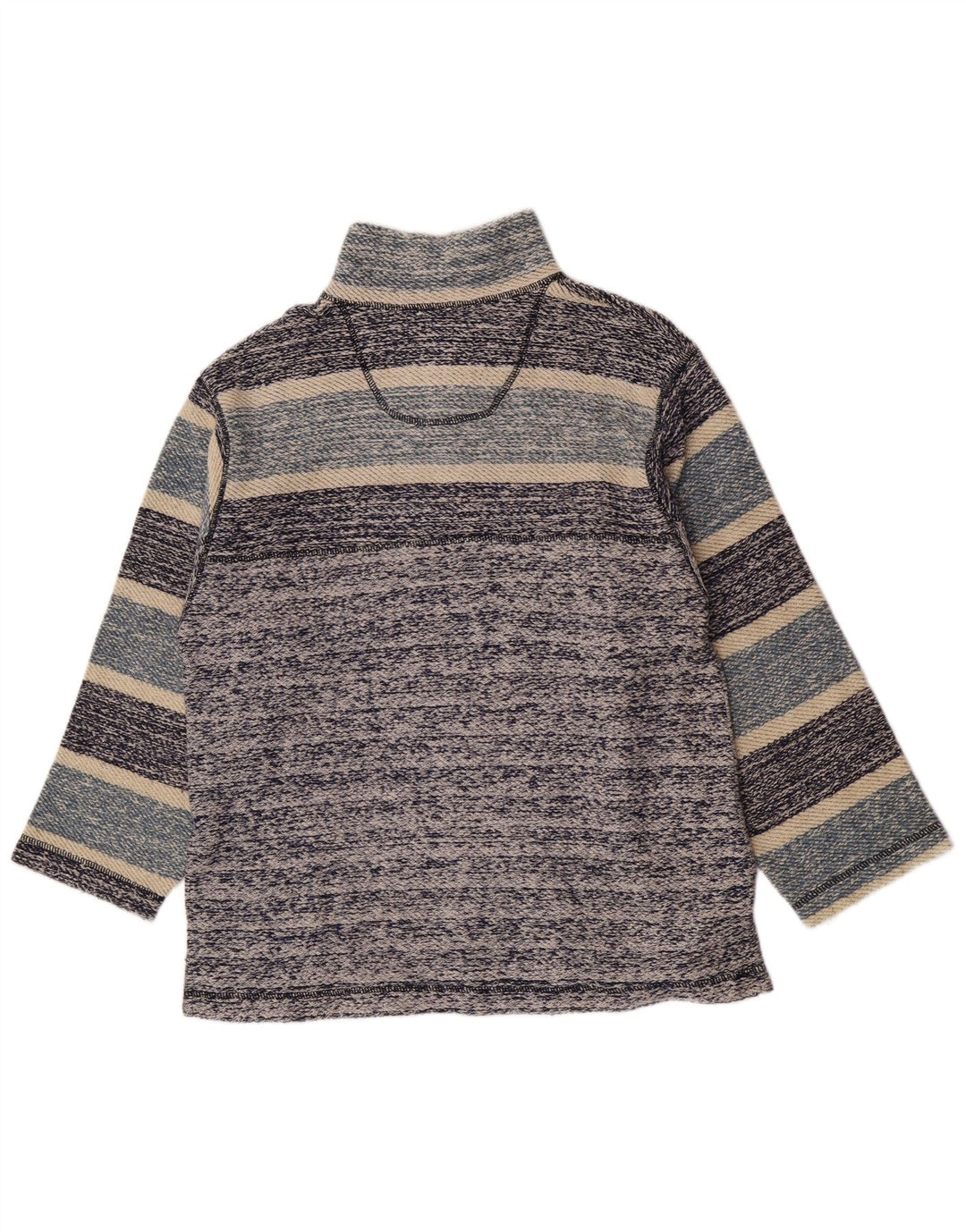 Vintage Herre 1/4 Zip Sweatshirt Jumper Medium Blå Stribet Retro