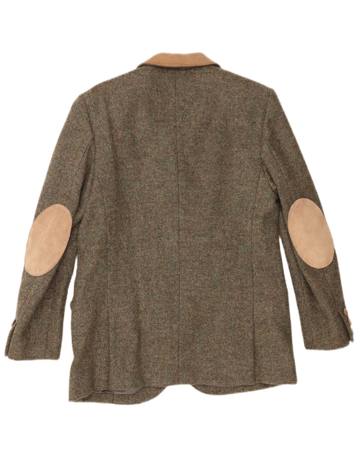 Vintage dame 4-knaps blazerjakke UK 12 Medium Khaki Colourblock