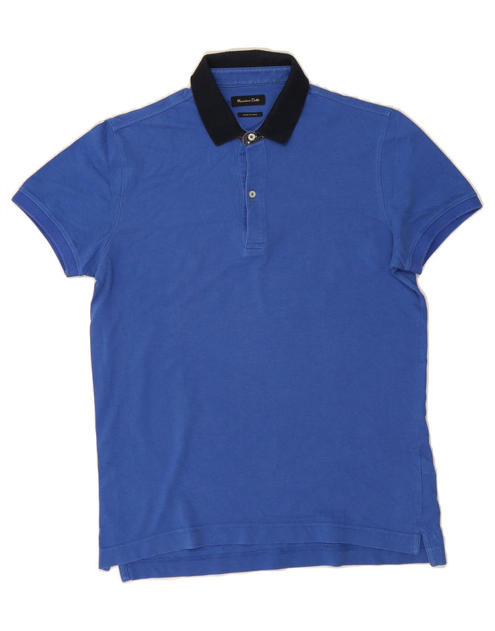 MASSIMO DUTTI Mens Polo Shirt Medium Blue Colourblock Cotton Vintage Massimo Dutti and Second-Hand Massimo Dutti from Messina Hembry 