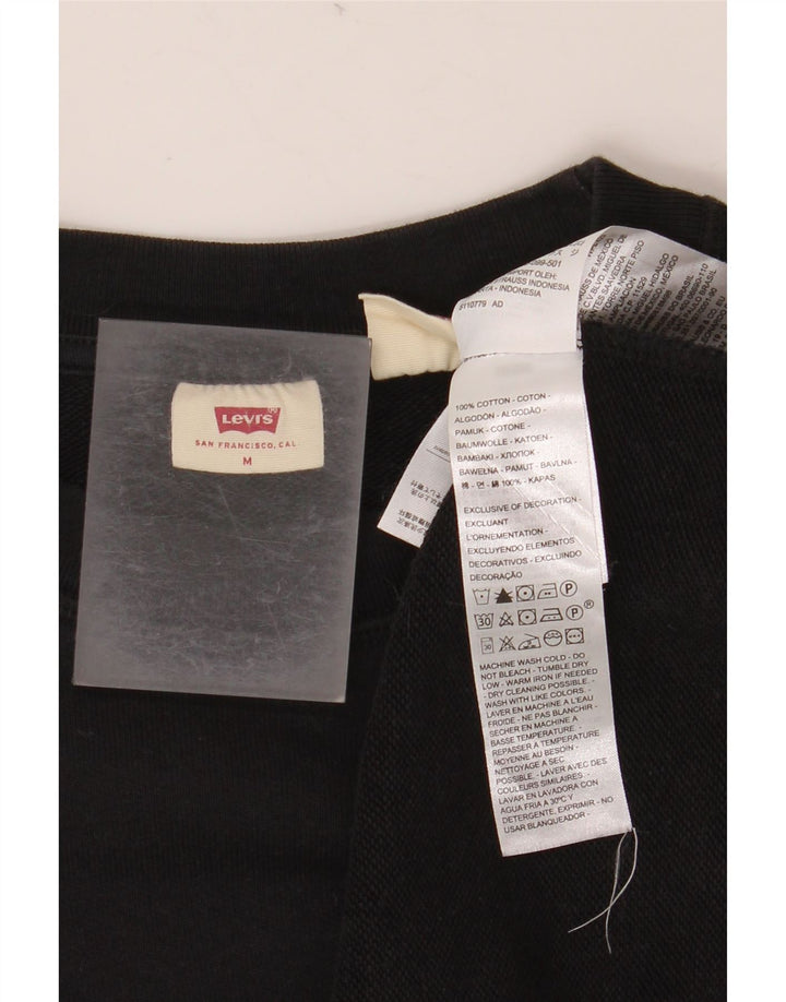 LEVI'S Dame Sweatshirt Jumper UK 14 Medium Sort Bomuld
