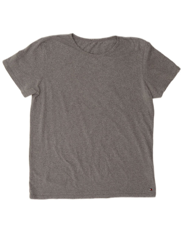 Tommy Hilfiger Dame T-Shirt Top UK 18 XL Grå Bomuld