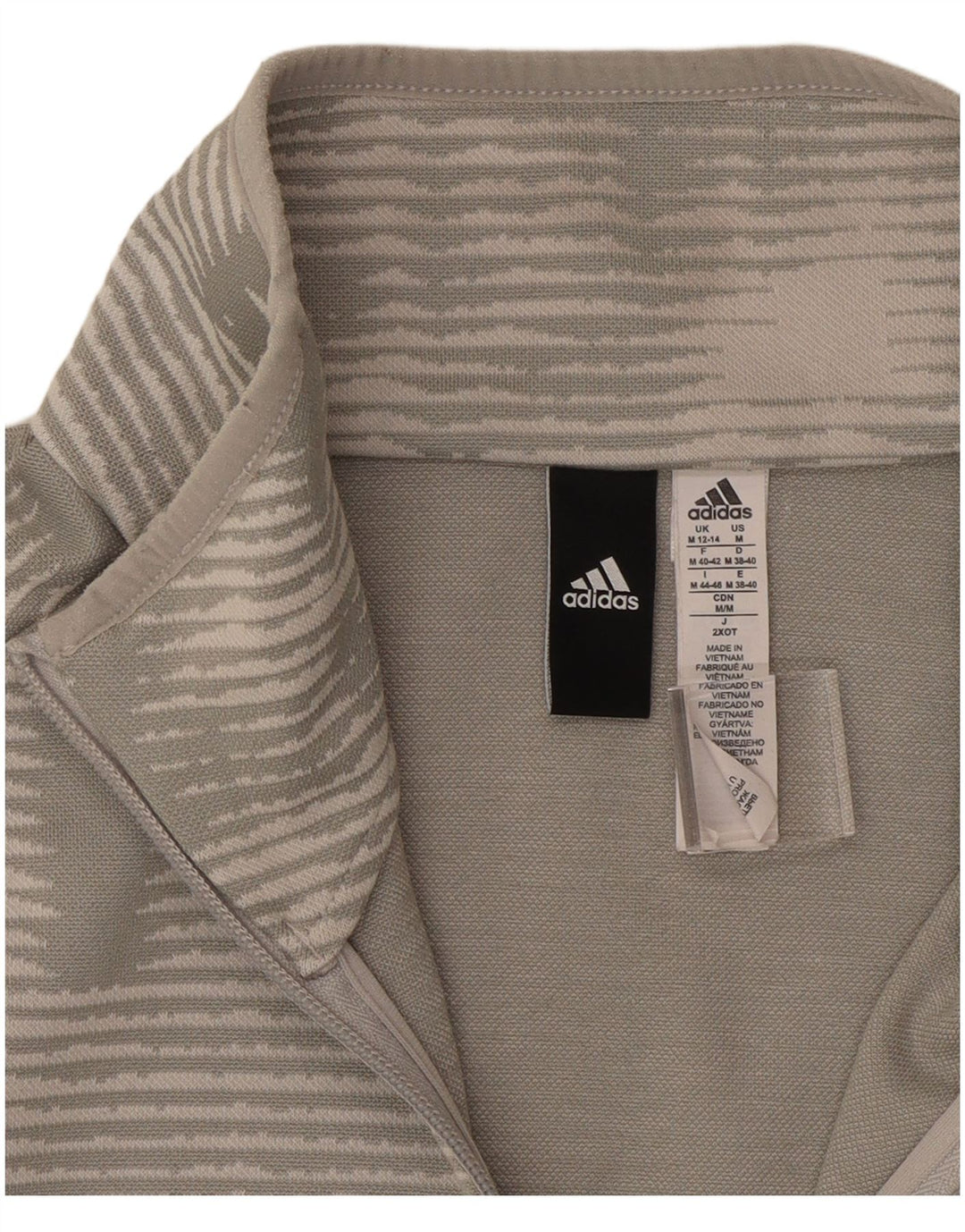 ADIDAS træningsdragt topjakke til kvinder UK 12/14 mellemgrå stribet polyester
