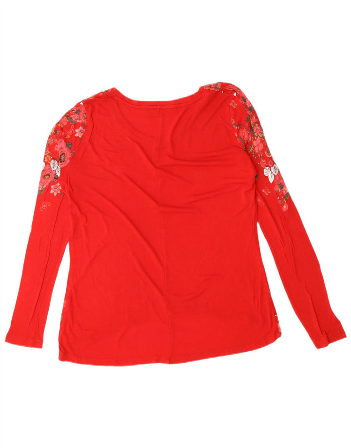DESIGUAL Kvinder Barcelona Grafisk Top Langærmet UK 16 Large Red Heart