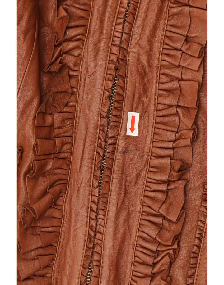 HEINE Womens Leather Jacket UK 18 XL Brown Leather
