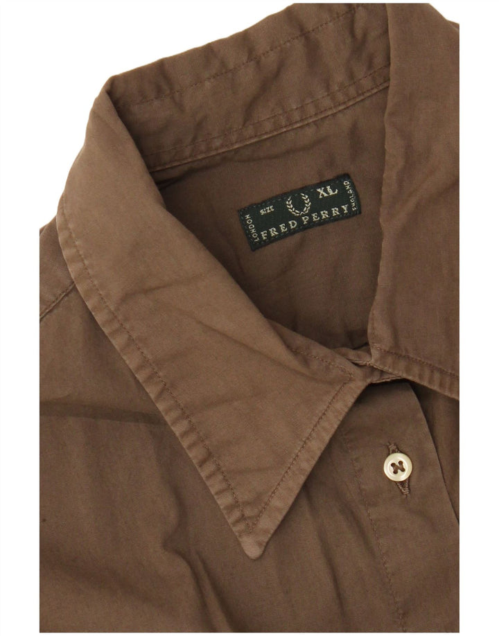 Fred Perry Dameskjorte UK 18 XL Brun Bomuld