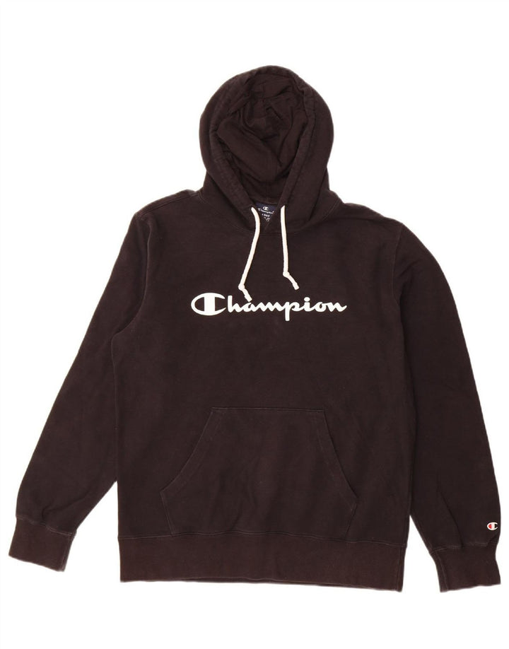 CHAMPION Mens Graphic Hoodie Jumper Large Black