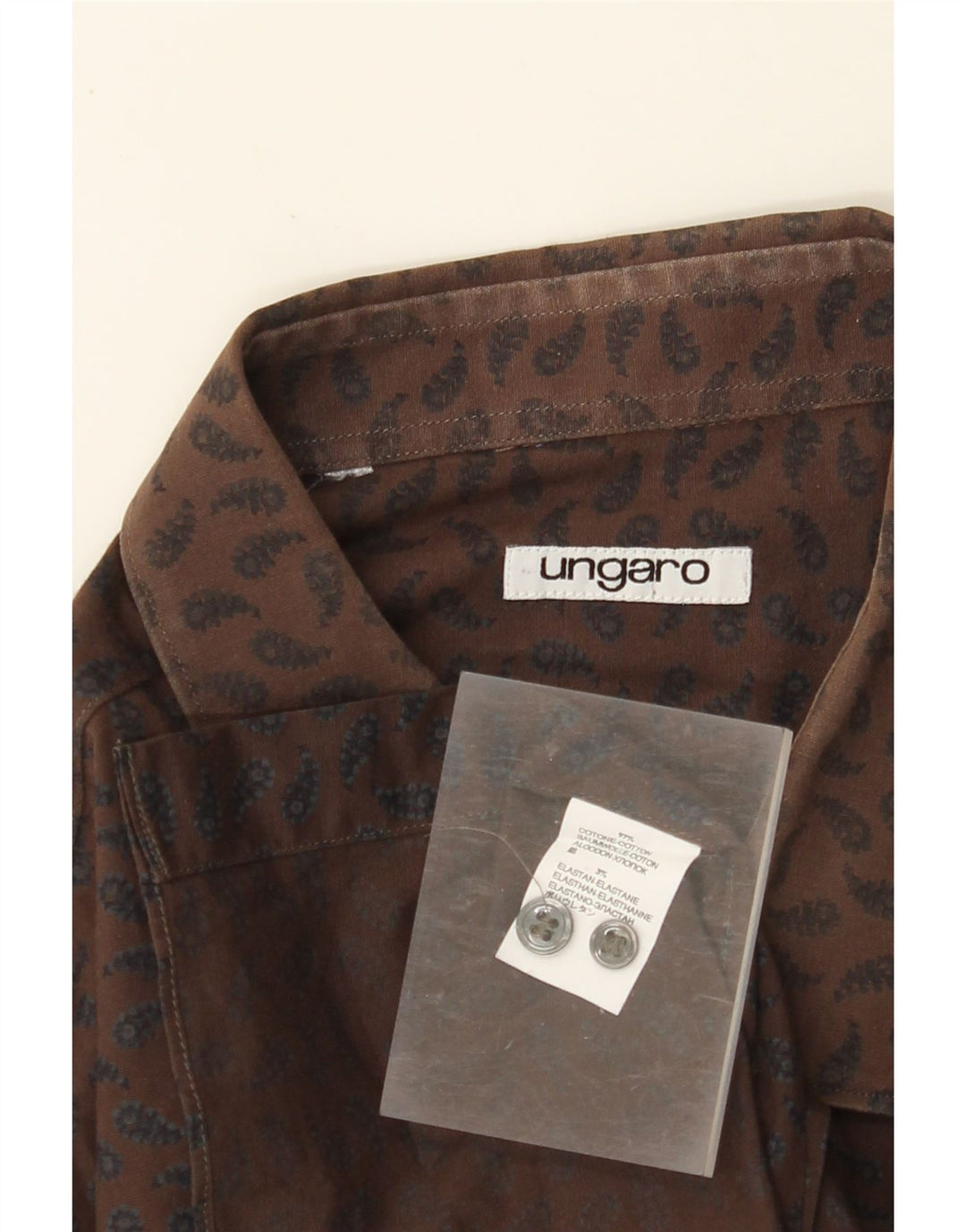 UNGARO Herreskjorte Stor Brun Paisley Bomuld