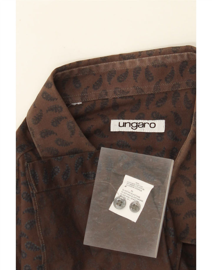 UNGARO Herreskjorte Stor Brun Paisley Bomuld