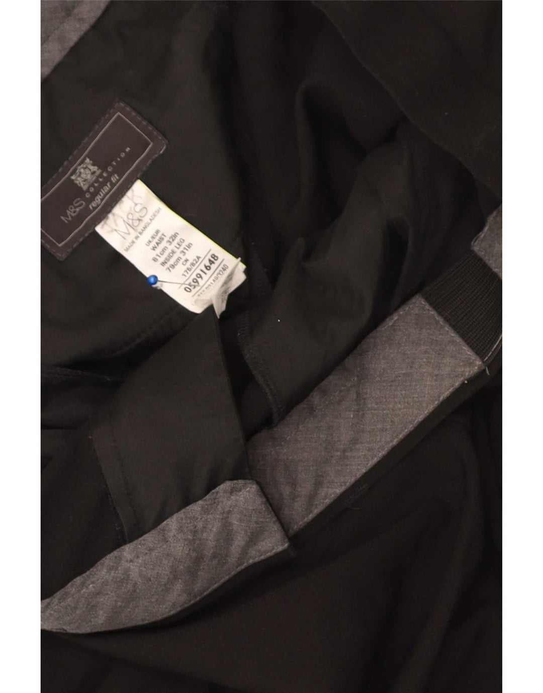 Marks & Spencer Herre Lige Regular Fit Suit Bukser W32 L31 Sort