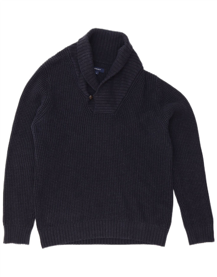 Gant Herre Sjal Hals Jumper Sweater Medium Navy Blue Bomuld