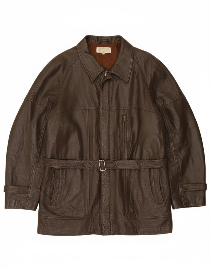 Vintage herre læderjakke IT 52 XL brunt læder