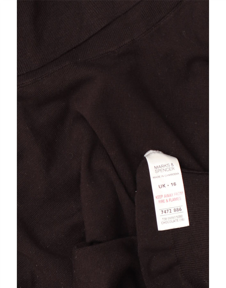 Marks & Spencer Dame Rullehals Sweater UK 16 Stor Brun Viscose
