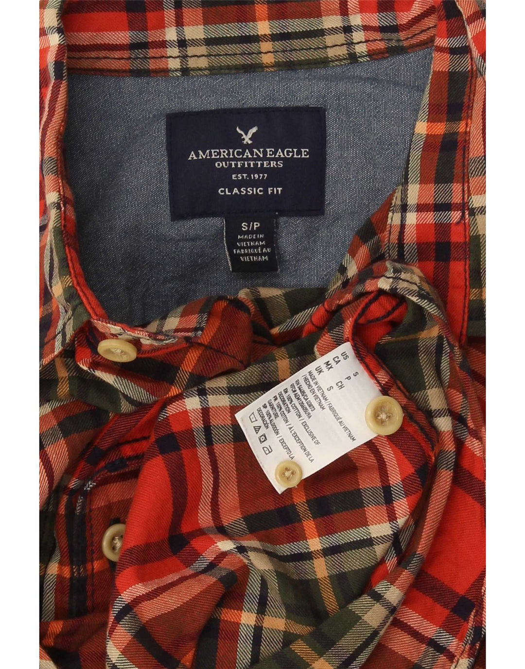 American Eagle Outfitters Herre Classic Fit Flannel skjorte Lille rød ternet