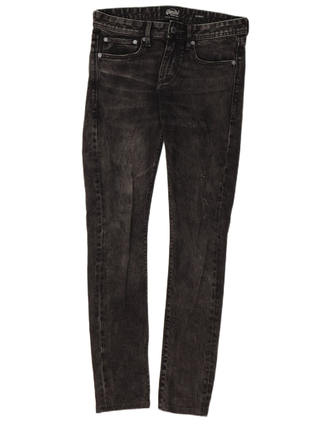 SUPERDRY Mens Distressed Skinny Jeans W29 L32 Grey Cotton
