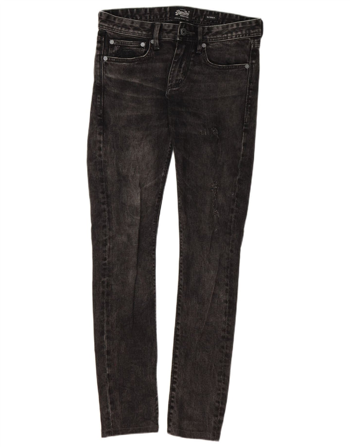 SUPERDRY Mens Distressed Skinny Jeans W29 L32 Grey Cotton