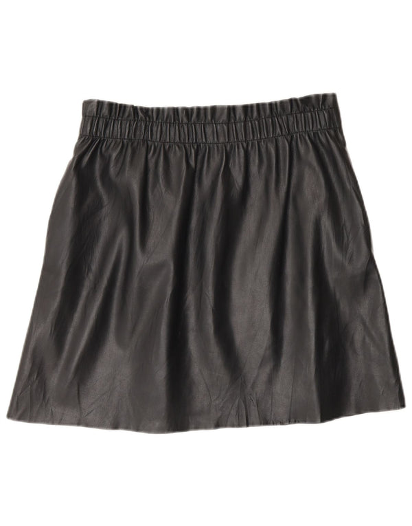 Zara Womens Faux Leather Mini Skirt Medium W28  Black Polyester