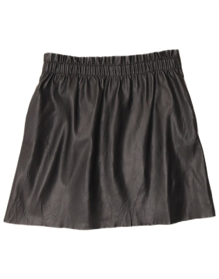 Zara Dame imiteret læder mininederdel Medium W28 Sort polyester