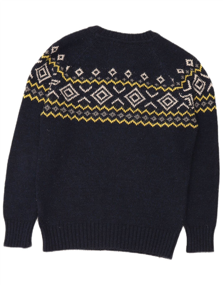 Superdry Sweater med rund hals til mænd Medium Navy Blue Fair Isle Akryl
