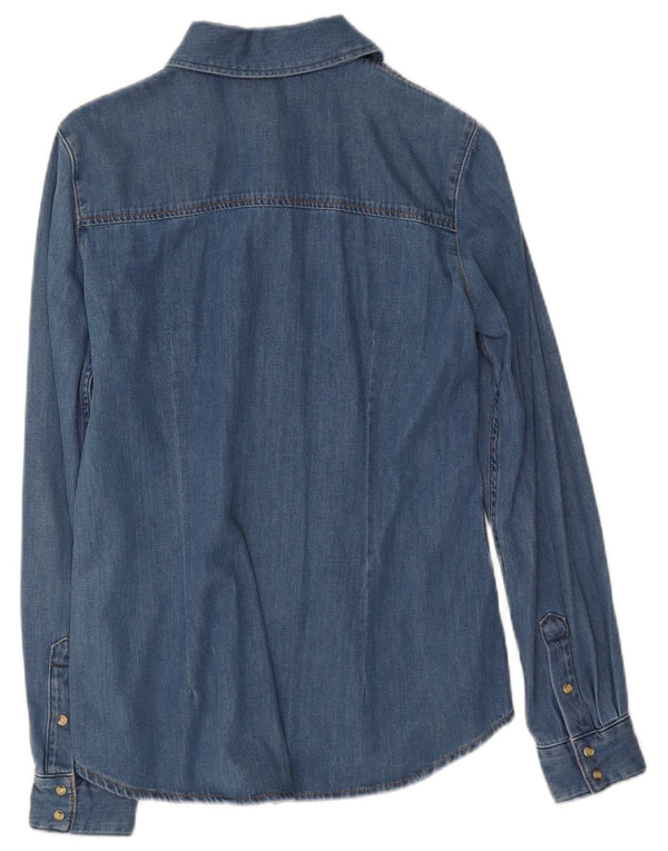Massimo Dutti Dame Denim Shirt UK 10 Small Blue