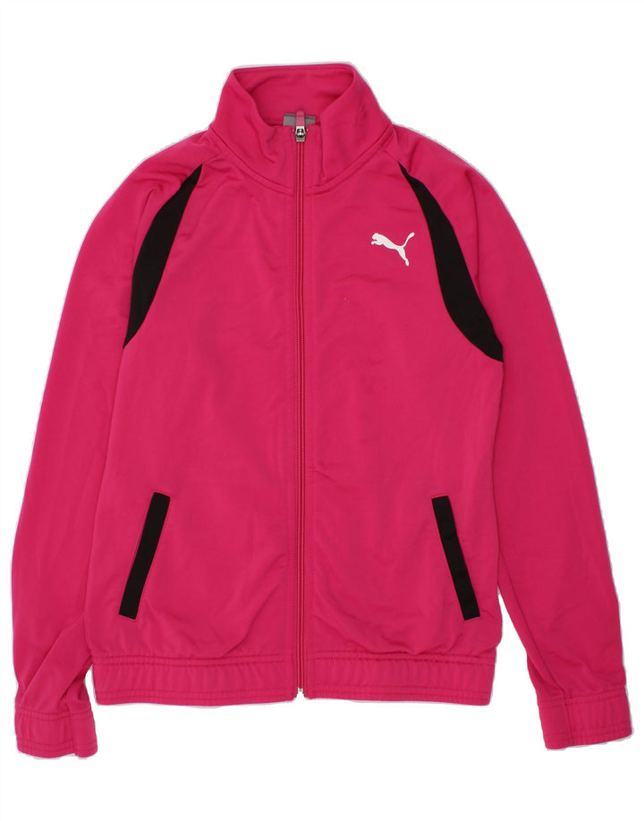 PUMA Girls Tracksuit Top Jacket 11-12 Years Pink Polyester Vintage Puma and Second-Hand Puma from Messina Hembry 
